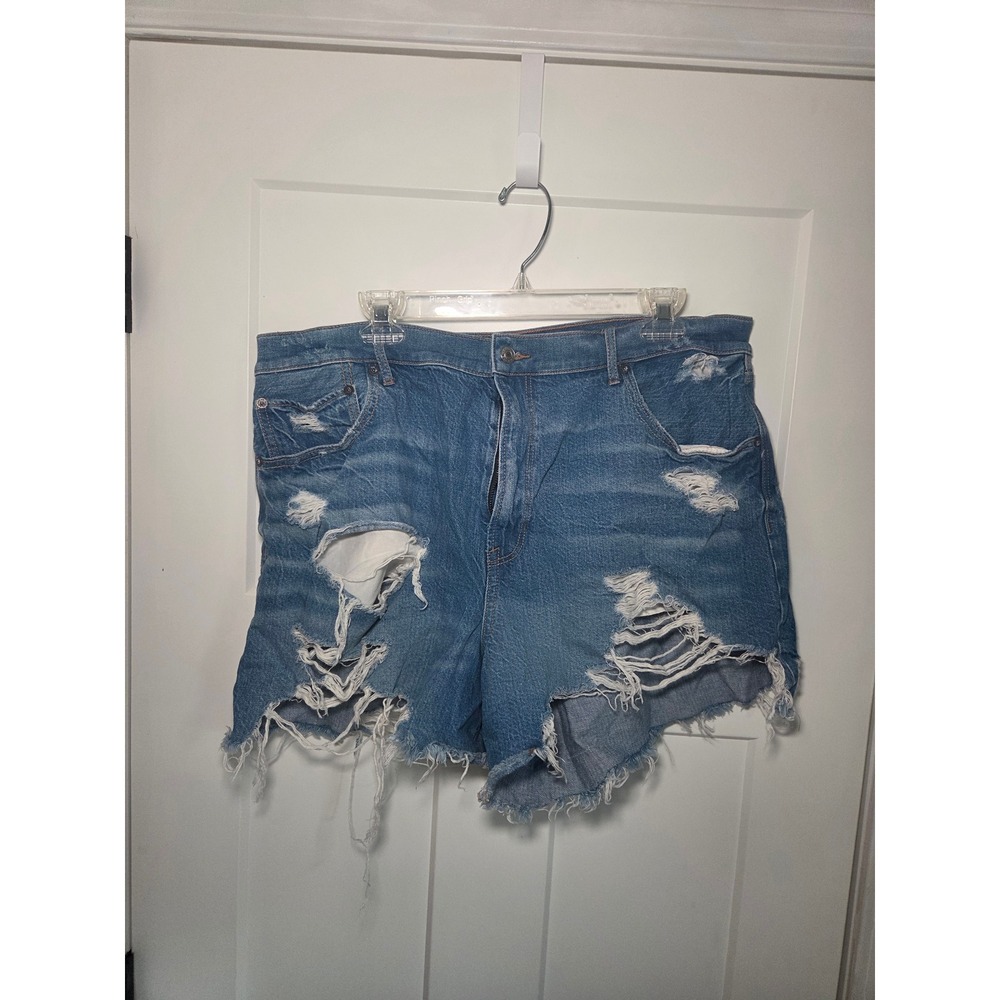 American Eagle Highest Rise 90s Boyfriend Distressed Denim Shorts Blue Size 18